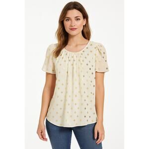 Lauren Conrad Cream Blouse w/ gold sun accents Size Small